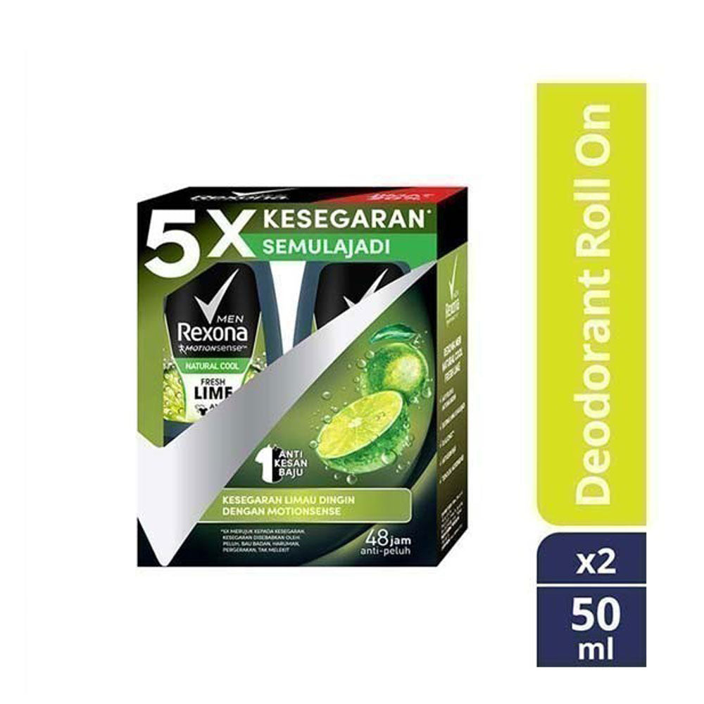 REXONA MEN DEODORANT ROLL ON ADVANCED FRESH LIME COOL 45ML 2S