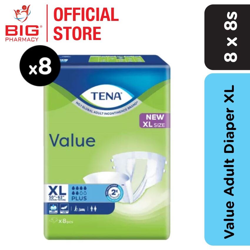 Tena value adult diaper XL (8s x 8)