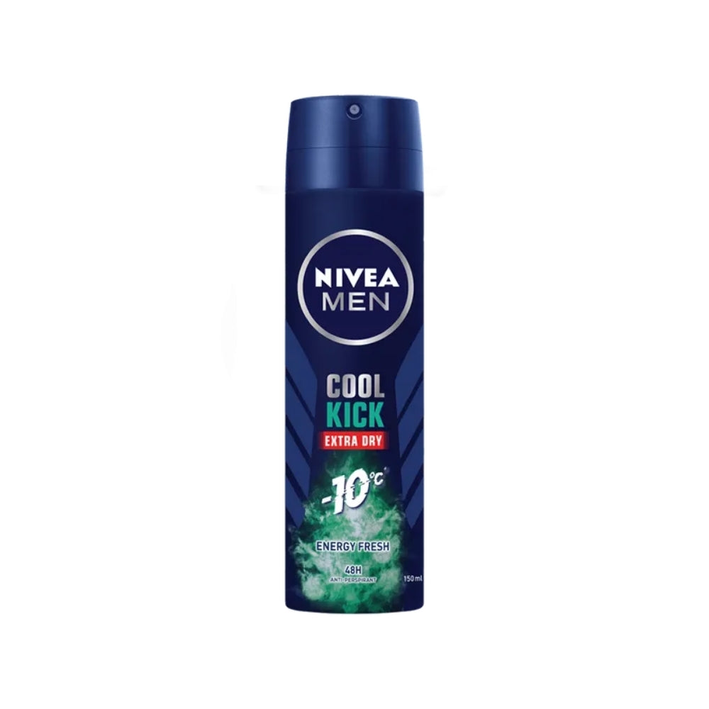 NIVEA FOR MEN DEODORANT COOL KICK EXTRA DRY ENERGY FRESH SPRAY 150ML