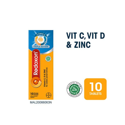 REDOXON TRIPLE ACTION EFFERVESCENT ORANGE TABLETS 10S