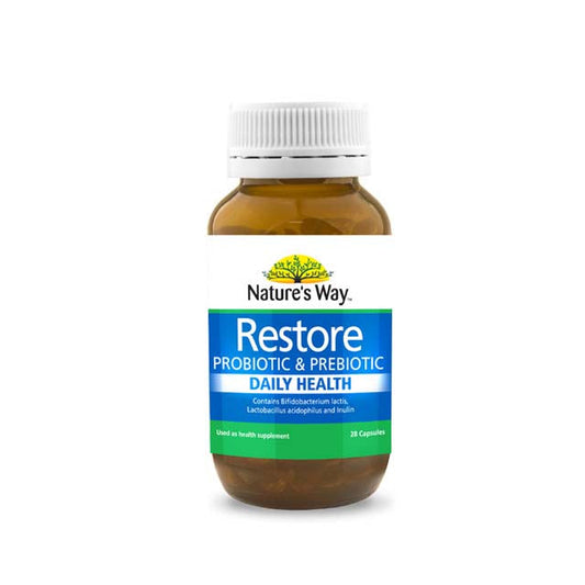 NATURES WAY RESTORE PRE+PROBIOTIC DAILY HEALTH 28S