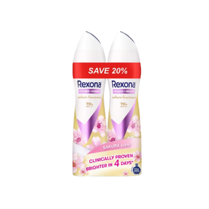REXONA WOMEN DEODORANT SPRAY VITAMIN + BRIGHT SAKURA RADIANCE 135ML 2S