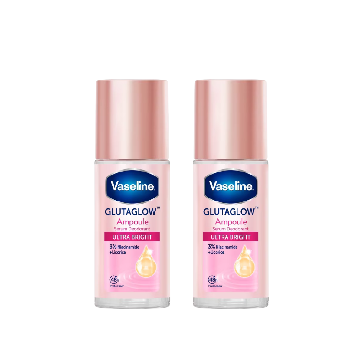 VASELINE GLUTAGLOW SERUM DEODORANT ROLL ON ULTRA BRIGHT 45ML 2S