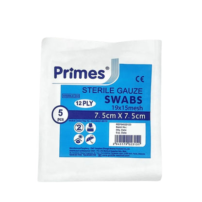 PRIMES STERILE GAUZE SWABS 7.5CMX7.5CM 5S