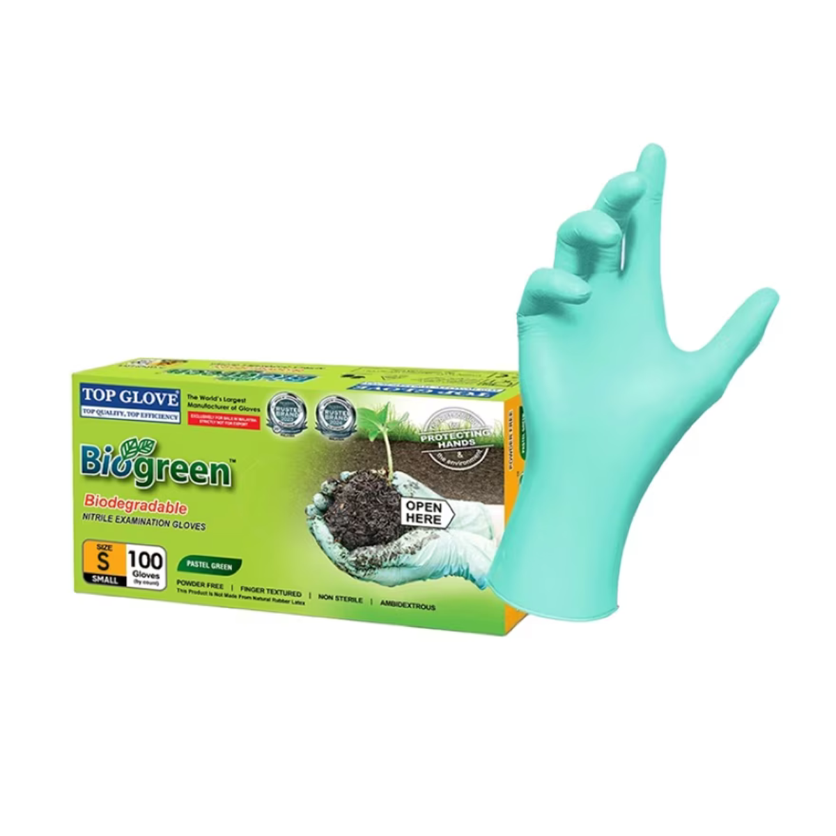 TOP GLOVE NITRILE BIOGREEN GLOVE S 100S