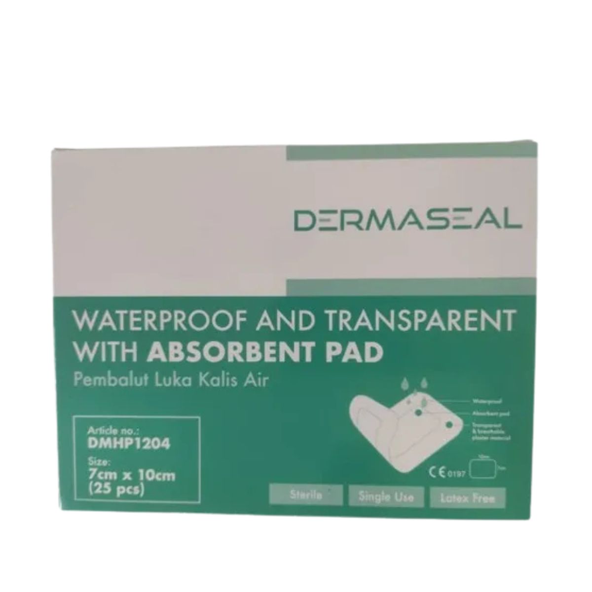 DERMASEAL WATERPROOF DRESSING WITH ABSORBENT PADS 7CMX10CM 25S