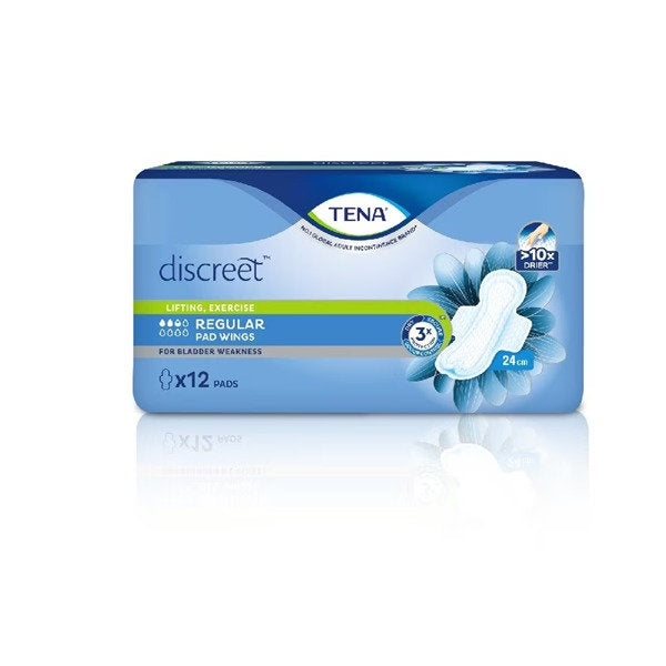 TENA DISCREET REGULAR PAD 24CM WINGS 12S