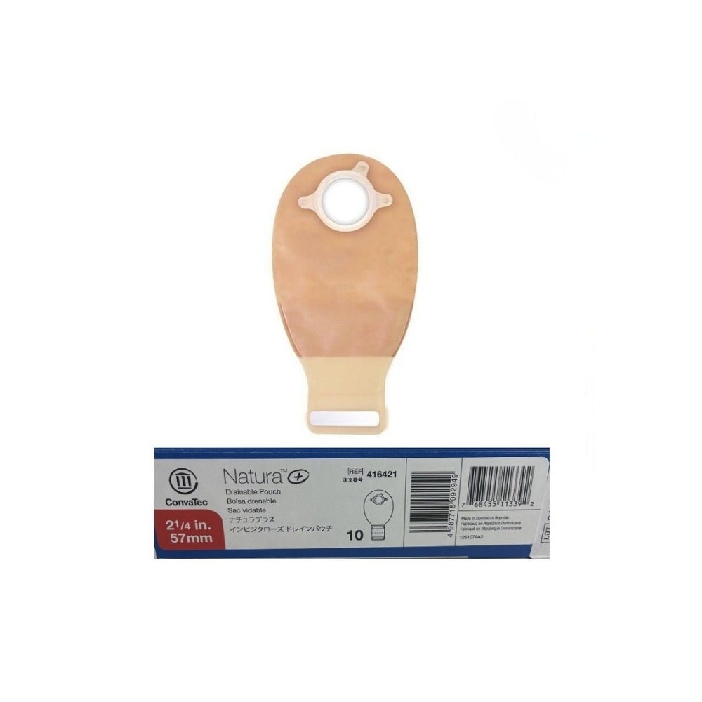 CONVATEC NATURA+ DRAINABLE POUCH W/ INVISICLOSE TRANSPARENT 57MM 416421 10S