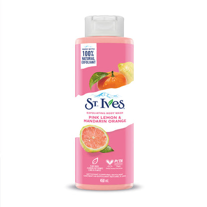 ST IVES BODY WASH PINK LEM+MANDARIN OR 450ML