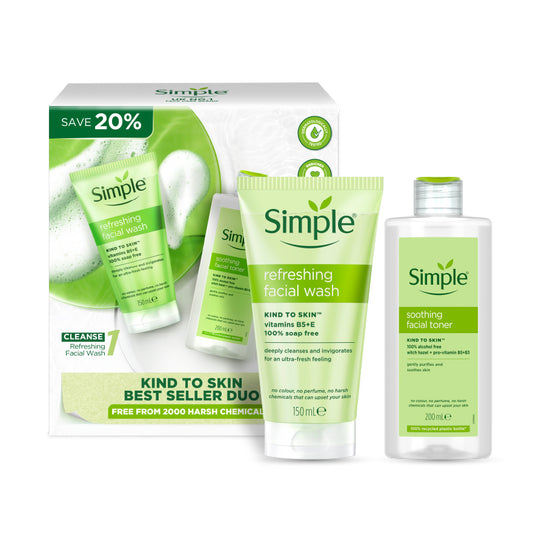 SIMPLE REFRESHING FACE WASH + SOOTHING FACIAL TONER VALUE PACK
