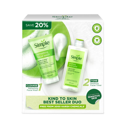 SIMPLE REFRESHING FACE WASH + SOOTHING FACIAL TONER VALUE PACK