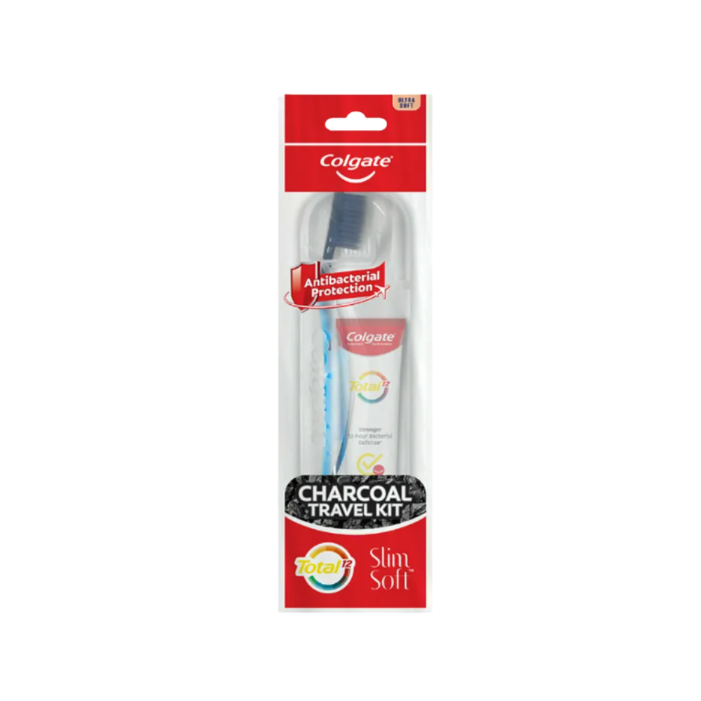 COLGATE TOTAL CHARCOAL SLIM SOFT TOOTHBRUSH TRAVEL KIT