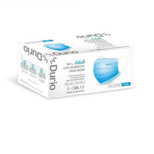 DURIO 501 ADULT 3PLY FACE MASK 50S BLUE