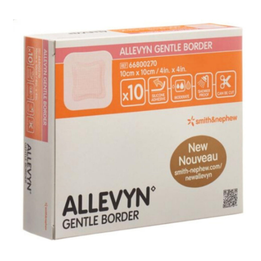 SMITH & NEPHEW ALLEVYN GENTLE BORDER 10CMX10CM 10S