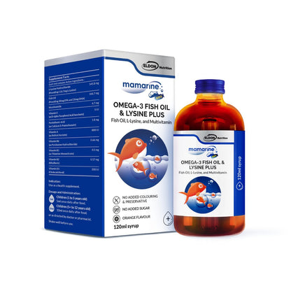 MAMARINE OMEGA-3 FISH OIL & LYSINE PLUS 120ML