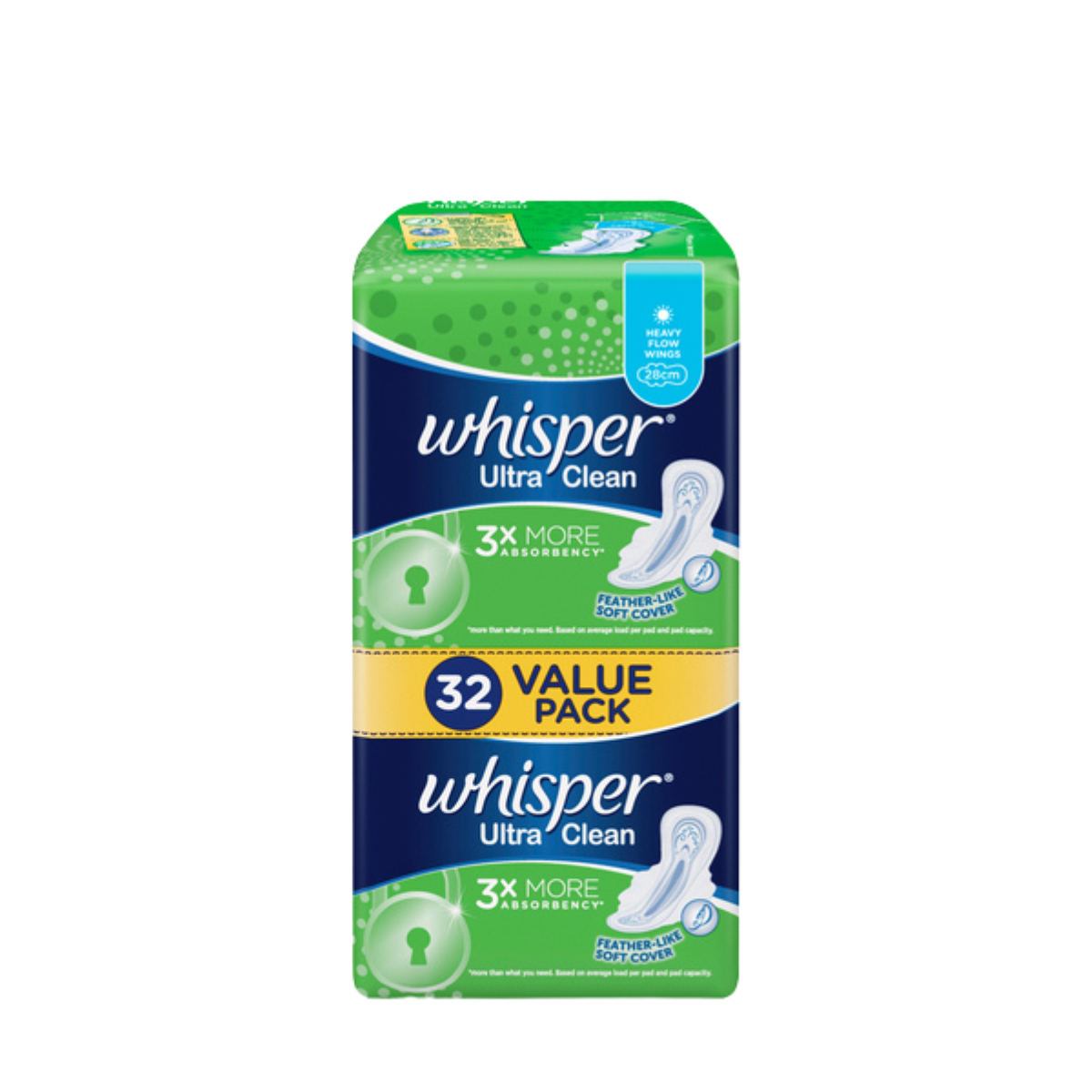 WHISPER ULTRA CLEAN NORMAL/HEAVY DAY WINGS 28CM 32S