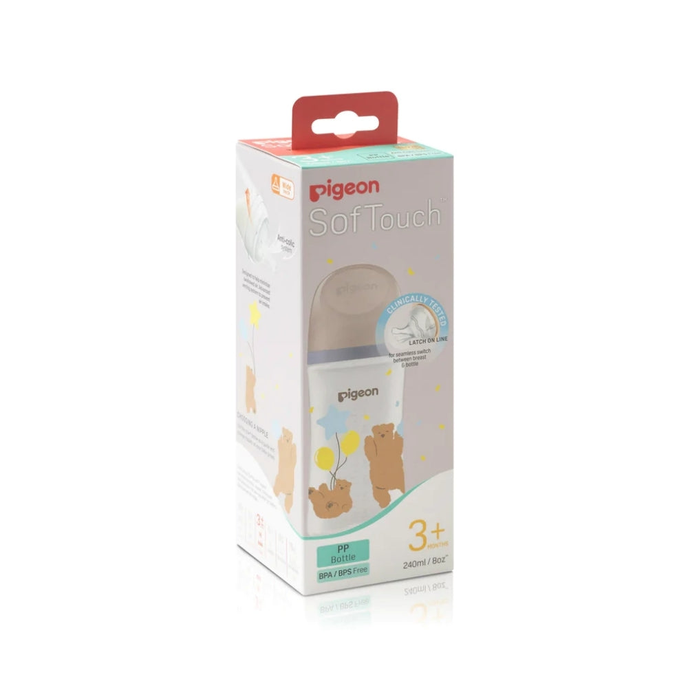 PIGEON SOFTOUCH 3+M PP BOTTLE 79761 BEAR 240ML 1S