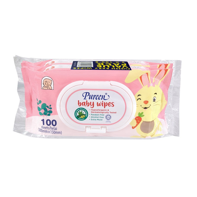 PUREEN BABY WIPES EXTRA MOIST PINK 100SX2