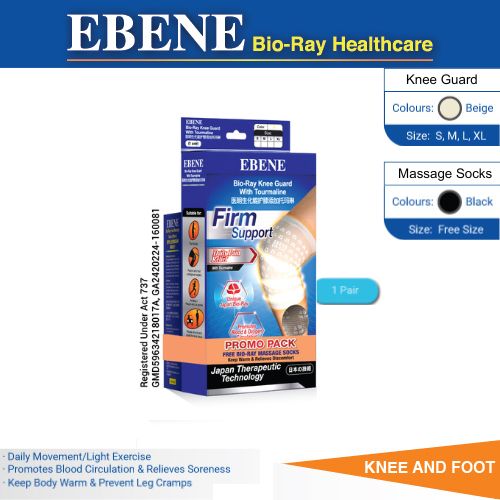 EBENE BIO RAY KNEE GUARD W/TOURMALINE+MEN SOCKS L
