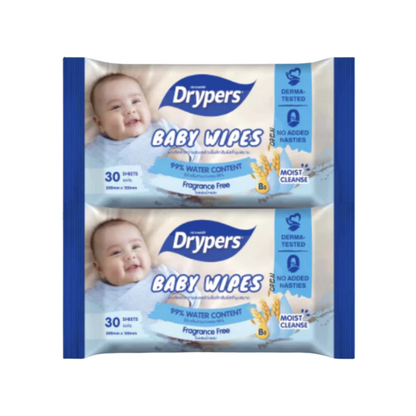 DRYPERS BABY WIPES FRAGRANCE FREE 30SX2