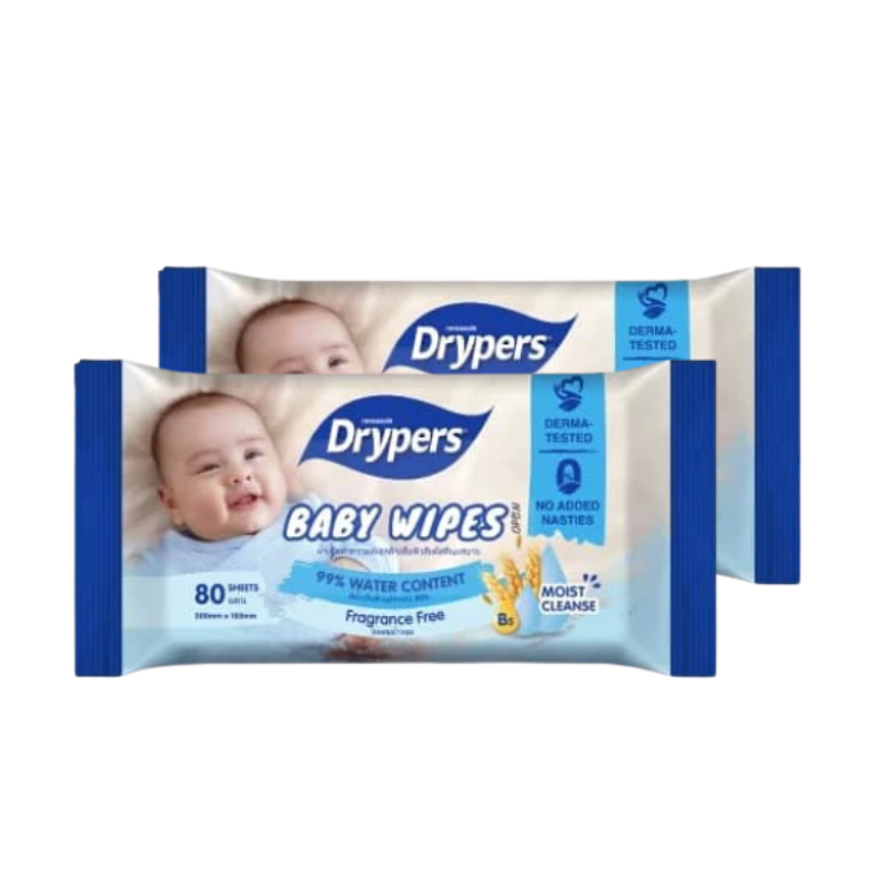 DRYPERS BABY WIPES FRAGRANCE FREE 80SX2