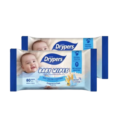 DRYPERS BABY WIPES FRAGRANCE FREE 80SX2