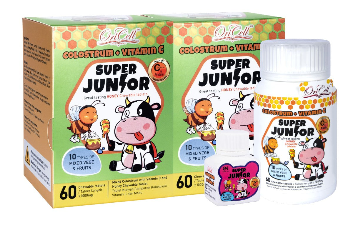 ORICELL SUPER JUNIOR COLOSTRUM + VITAMIN C 60SX2 + 10S FOC FREE GIFT