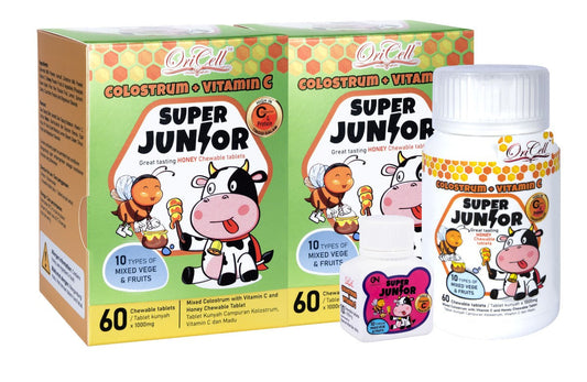 ORICELL SUPER JUNIOR COLOSTRUM + VITAMIN C 60SX2 + 10S FOC FREE GIFT