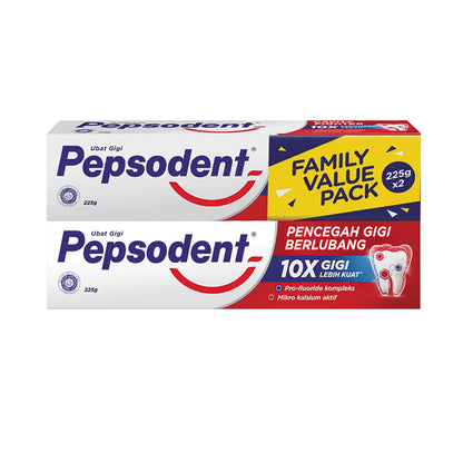 PEPSODENT PENCEGAH GIGI BERLUBANG TOOTHPASTE 225G 2S