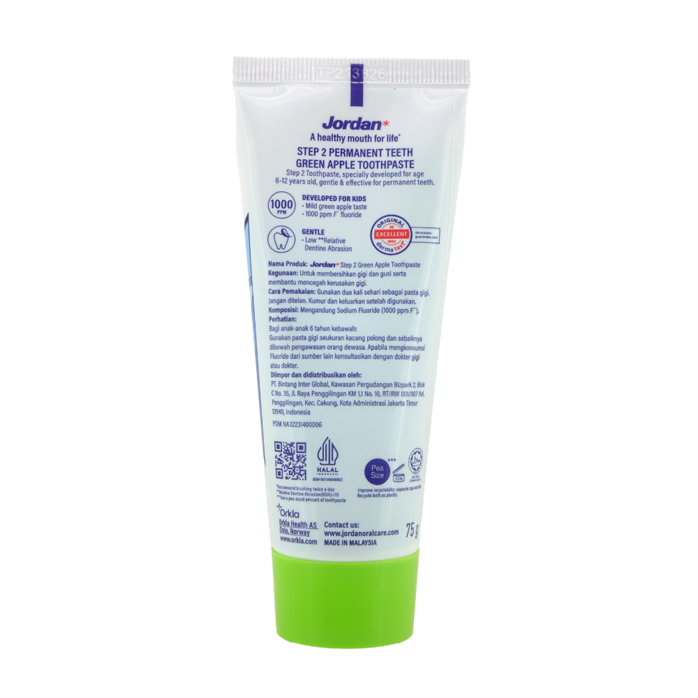 JORDAN STEP 2 GREEN APPLE TOOTHPASTE 75G
