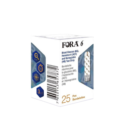 FORA 6 3 IN 1 TEST STRIPS 25S (BG/HCT/HB )
