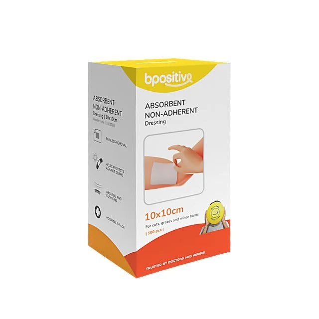 BPOSITIVE ABSORBENT NON-ADHERENT DRESSING 10X10CM 100S