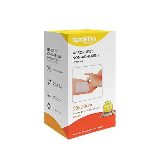 BPOSITIVE ABSORBENT NON-ADHERENT DRESSING 10X10CM 100S