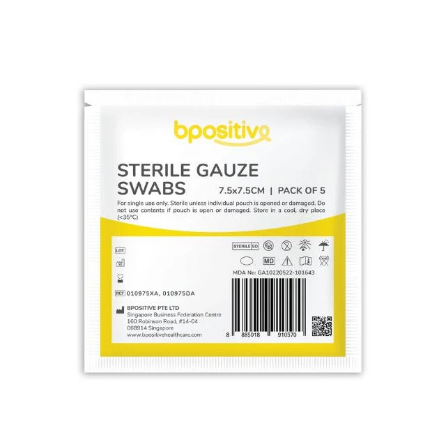 BPOSITIVE STERILE GAUZE SWABS 7.5CMX7.5CM 5S
