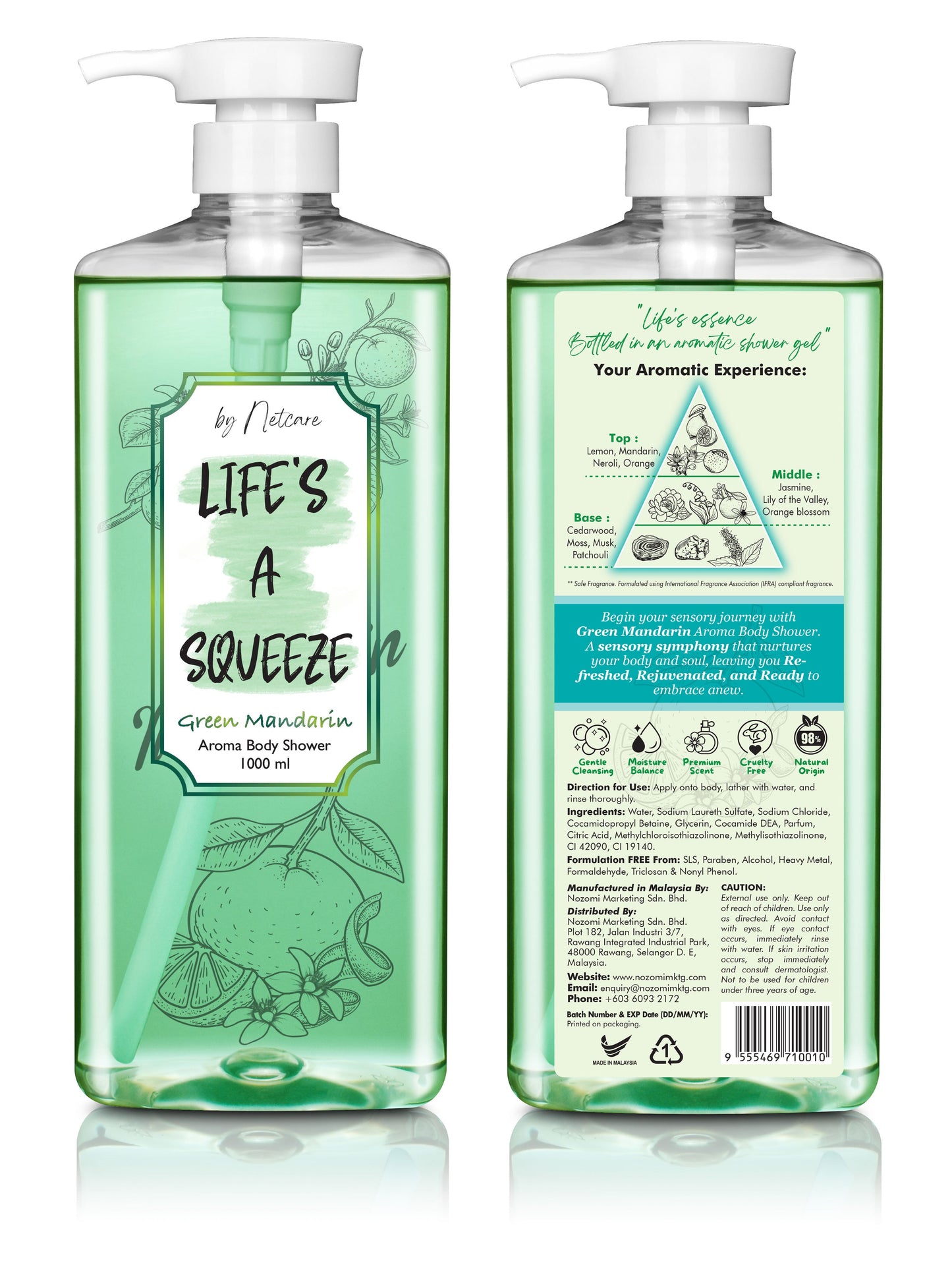 NETCARE AROMA BODY SHOWER GREEN MANDARIN 1000ML