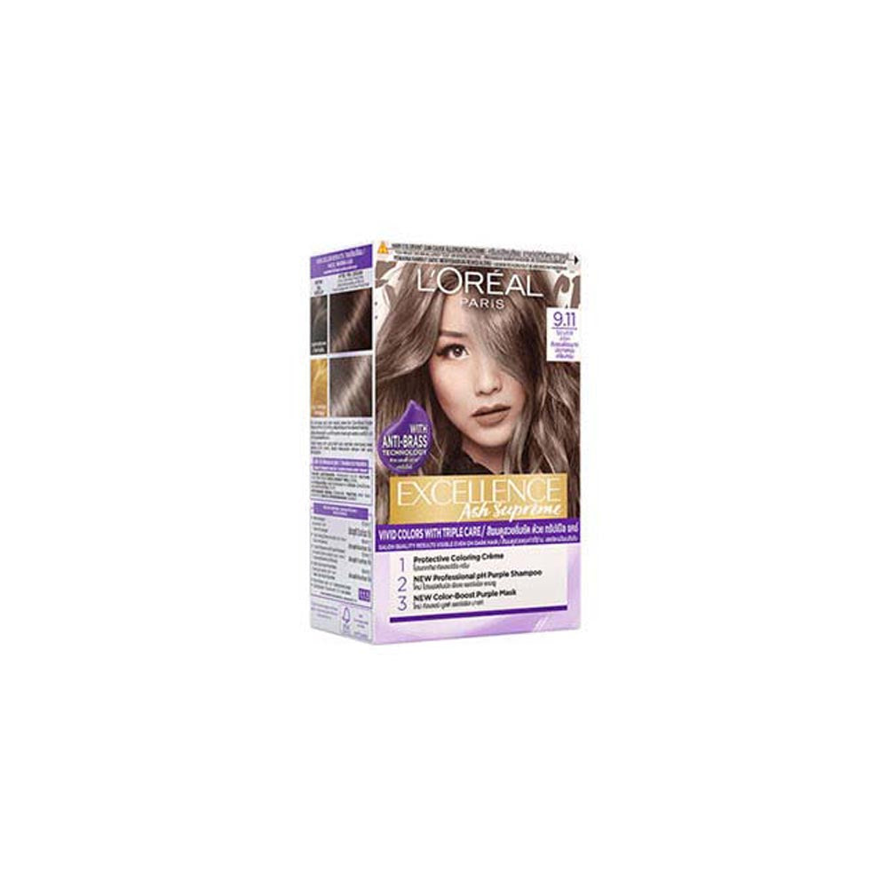 LOREAL EXCELLENCE ASH SUPREME HAIR COLOR 9.11 SILVER ASH