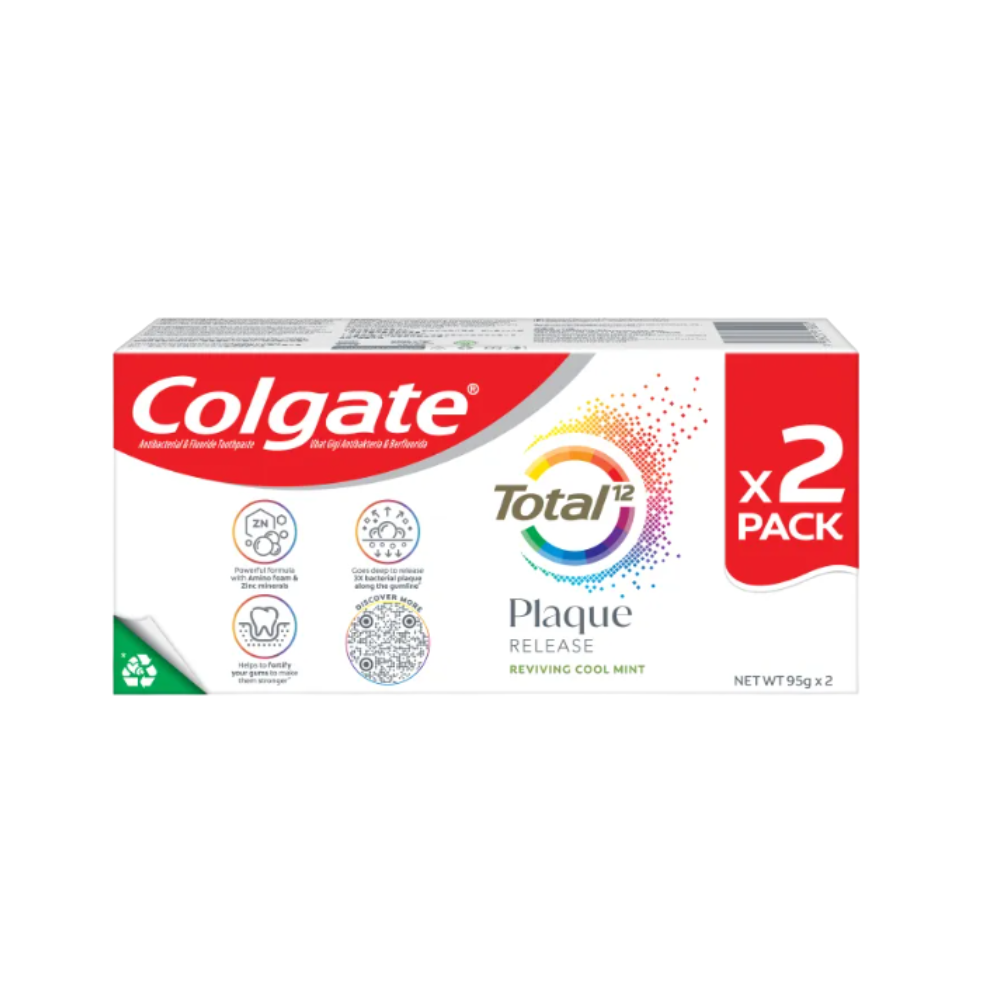 COLGATE TOOTHPASTE TOTAL PLAQUE RELEASE REVIVING COOL MINT 95G 2S