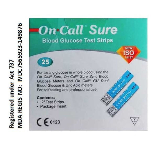 ON CALL SURE SYNC BLOOD GLUCOSE TEST STRIPS 25S