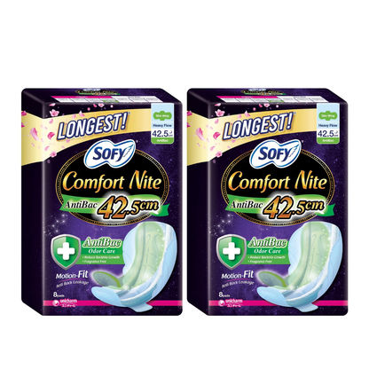 SOFY COMFORT NITE ANTIBAC SLIM WING 42.5CM 8SX2
