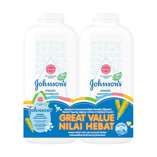 JOHNSONS BABY CORNSTARCH POWDER CLASSIC 500G 2S