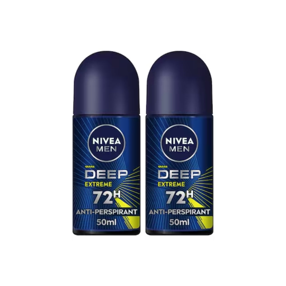 NIVEA FOR MEN DEODORANT DEEP EXTREME MAXXTECH ROLL ON 50ML 2S