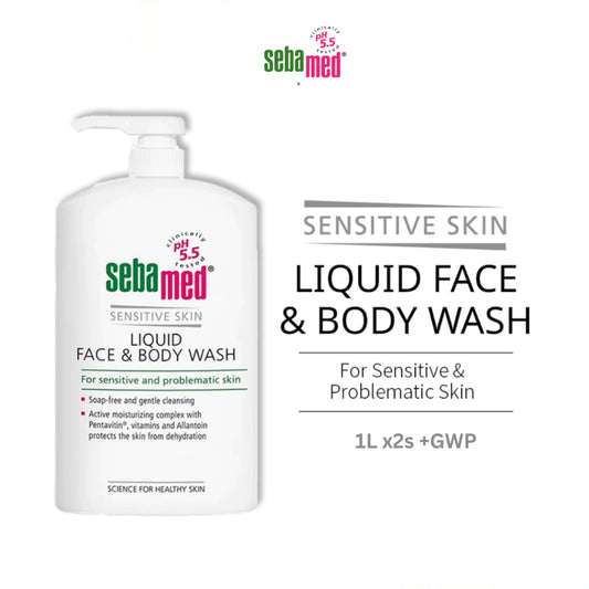 SEBAMED LIQUID FACE & BODY WASH 1L 2S +GWP