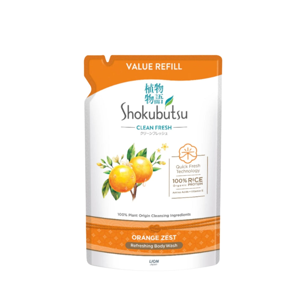 SHOKUBUTSU BODY WASH CLEAN FRESH ORANGE ZEST REFILL 800G