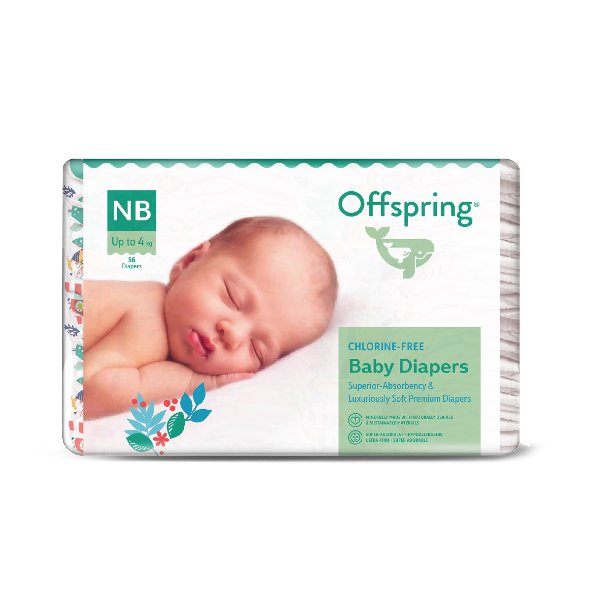 OFFSPRING FASHION TAPE DIAPERS NEW BORN 56S