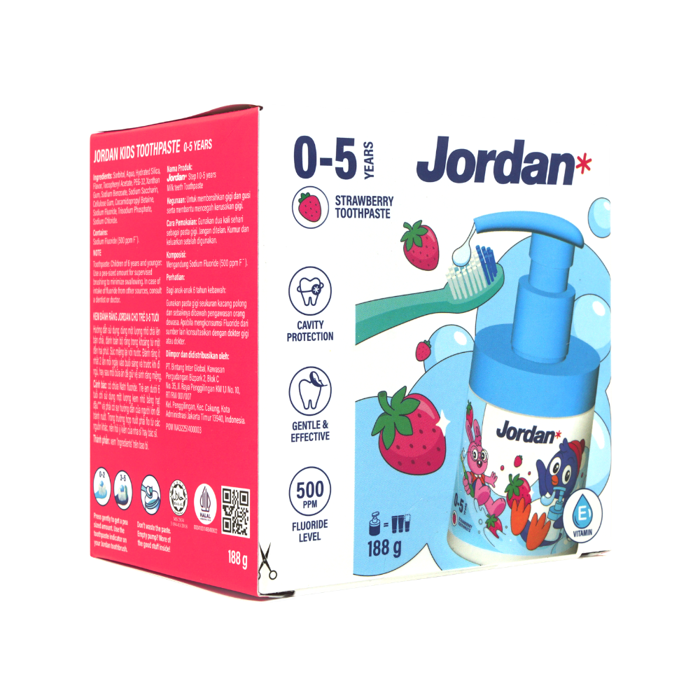 JORDAN KIDS TOOTHPASTE STEP 1 STRAWBERRY 188G (PUMP)