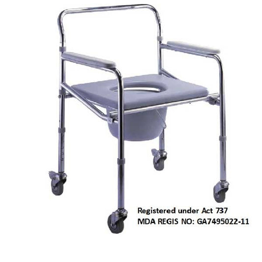 HOSPIGUARD STEEL COMMODE W/WHEEL BOARD TYPE MY06971-W