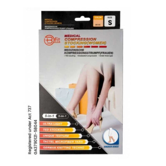 BFIT 5IN1 S184 MEDICAL COMPRESSION STOCK ING W/ANTI SLIP SILICONE - UNDER KNEE S