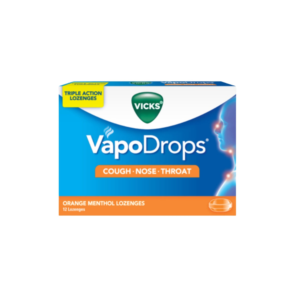 VICKS VAPODROPS ORANGE MENTHOL 12S