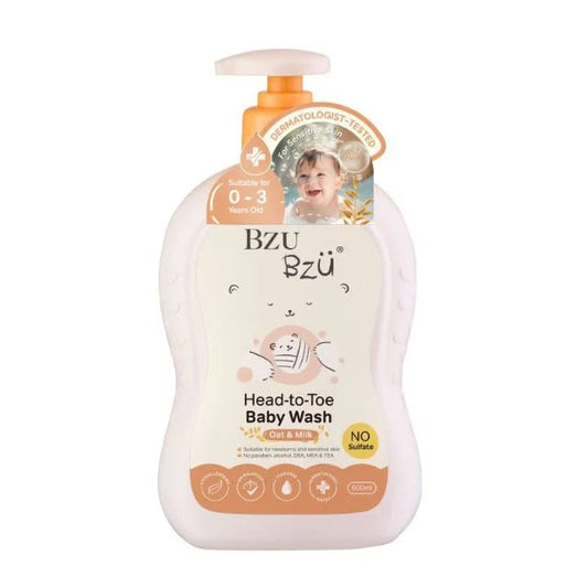 BZU BZU HEAD-TO-TOE BABY WASH OAT & MILK 600ML
