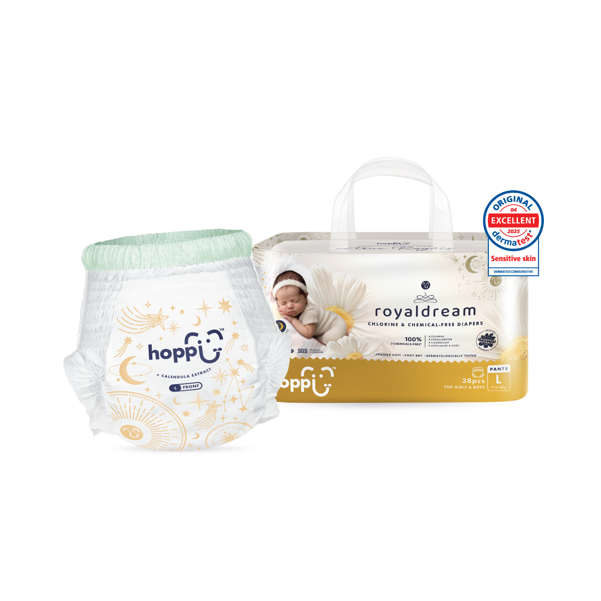 HOPPI ROYAL DREAM PANTS DIAPERS L 38S